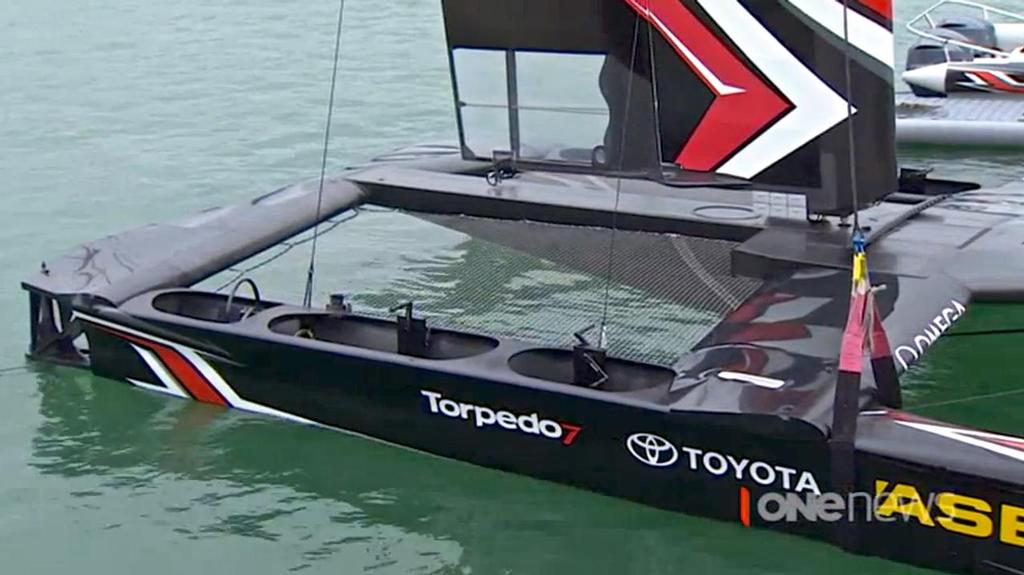Emirates Team NZ’s AC45 showing cockpit layout - close to that for an AC50 © TVNZ www.tvnz.co.nz